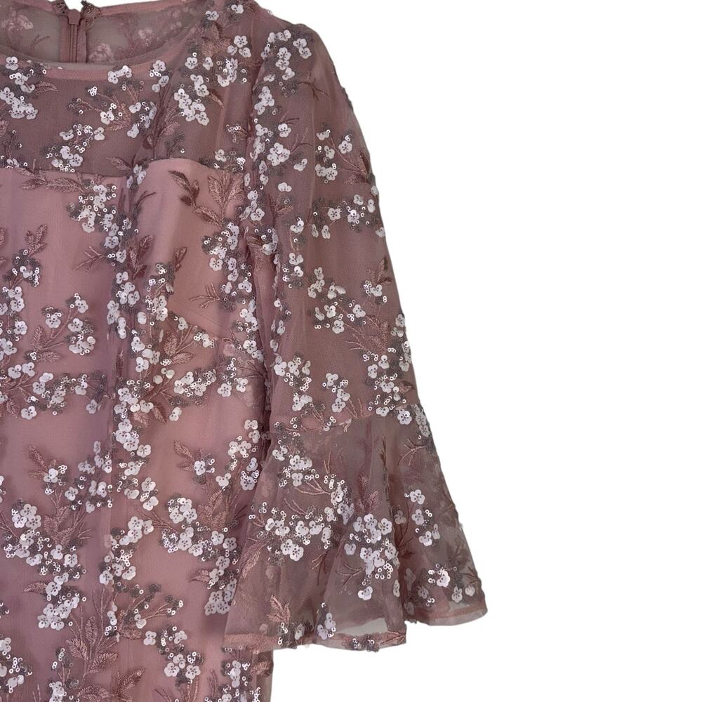 Alex Evenings Blush Pink Sequin Embroidered Dress Size 4 Formal Wedding Guest - Picture 7 of 10